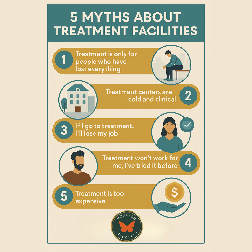 rehab, addiction recovery, addiction stigma, California rehab, IOP Program, luxury rehab, Monarch Recovery Centers, rehab misconceptions, sober living, treatment centers near me, treatment facilities, treatment facility, treatment facility myths